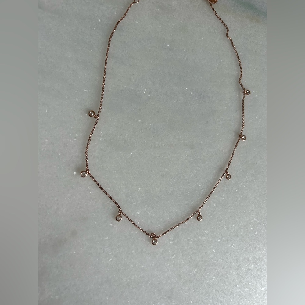 Origami Owl Rose Gold Dainty Drop Crystal 16"-18" Chain CN4024 - Picture 4 of 5